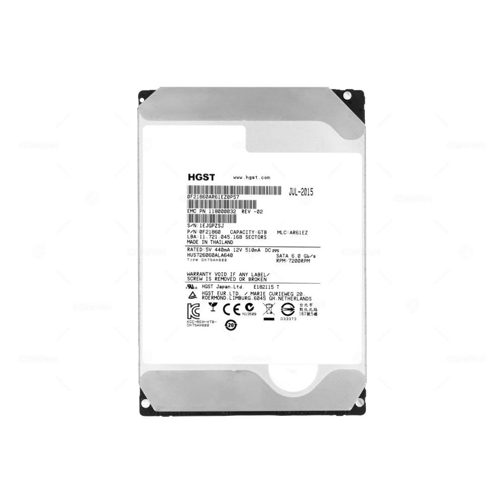 HUS726060ALA640 HITACHI HDD 6TB 7.2K SATA 6G 3.5" LFF 64MB CACHE